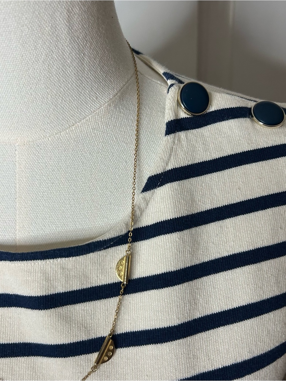 (Size small) Sezane Colette Mariniere Ecru Navy Striped Top - Picture 7 of 10